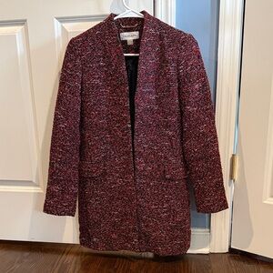 Calvin Klein Women's Red and Black Tweed Long Blazer